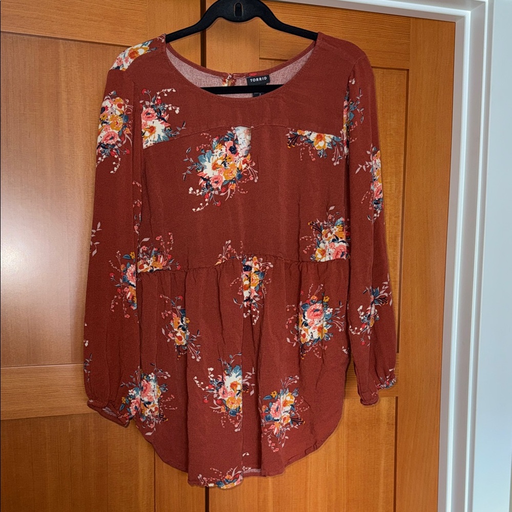 Torrid Burgundy Floral Women's Blouse